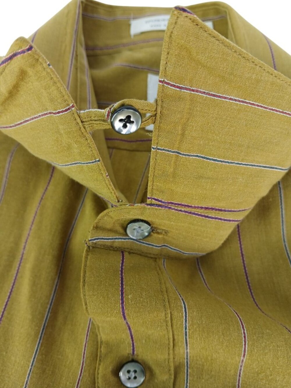 Vintage John Henry Mustard Yellow Striped Button Up Shirt Size 17 34-35 Athletic - Picture 13 of 15